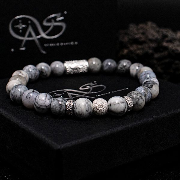 Bead Bracelet Agate Beads Luna 925 Sterling Silver