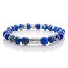 Perlenarmband Blue Imperial Jaspis Perlen Luna 925 Sterling Silber