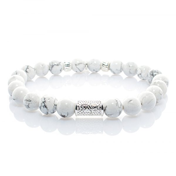 Pearl Bracelet Howlite Pearls Angels 925 Sterling Silver