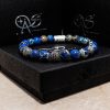Perlenarmband Blue Imperial Jaspis Perlen Royal Beads 925 Sterling Silber