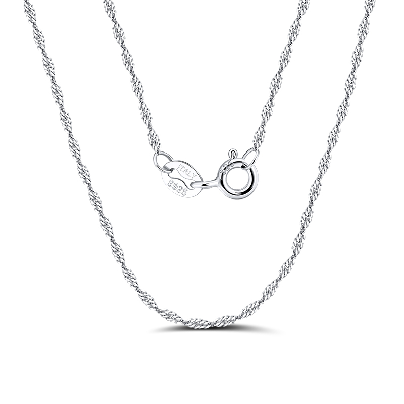 Necklace Twisted Curb Chain with Cross and Feather Pendant 925 Sterling Silver