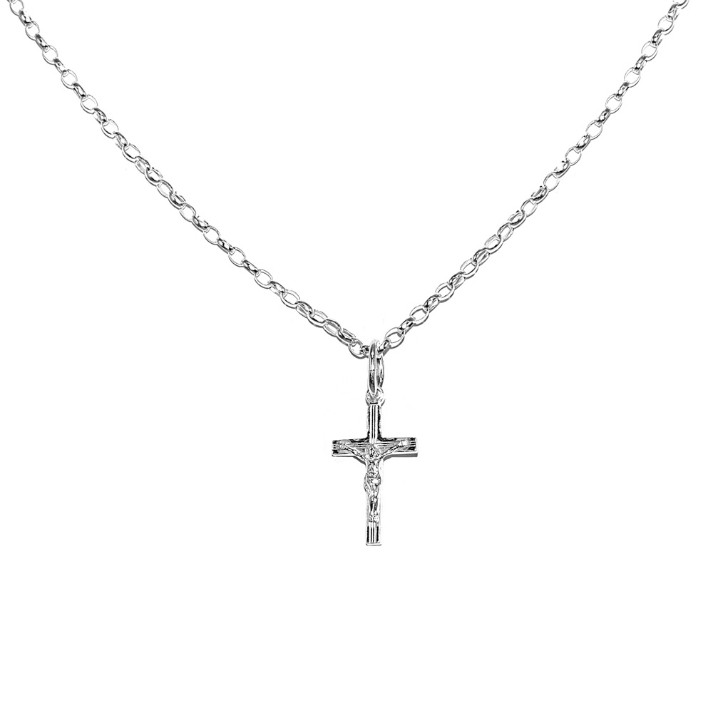 Necklace Rolo Chain with Cross Pendant 925 Sterling Silver