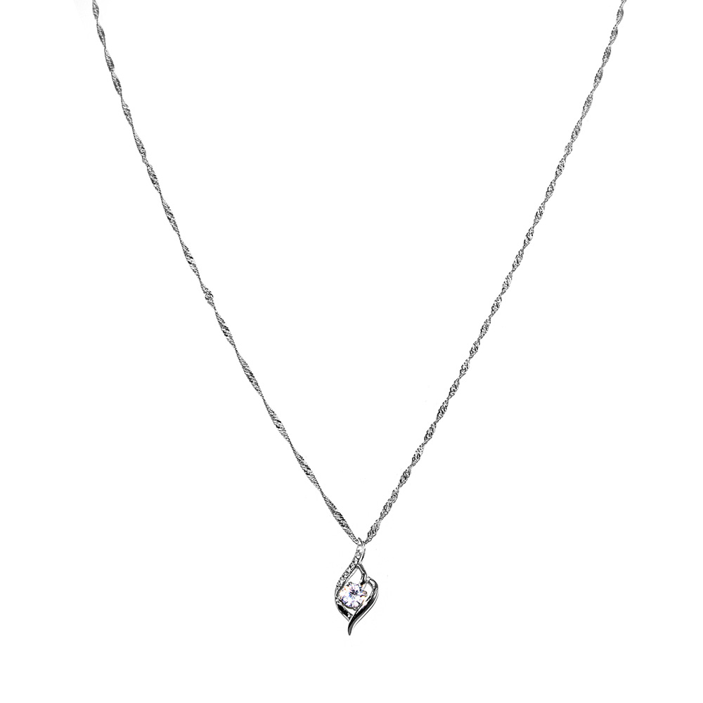 Necklace Twisted Curb Chain with Tear Pendant Zircon 925 Sterling Silver