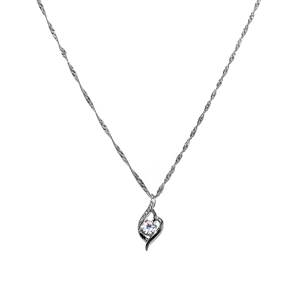 Necklace Twisted Curb Chain with Tear Pendant Zircon 925 Sterling Silver