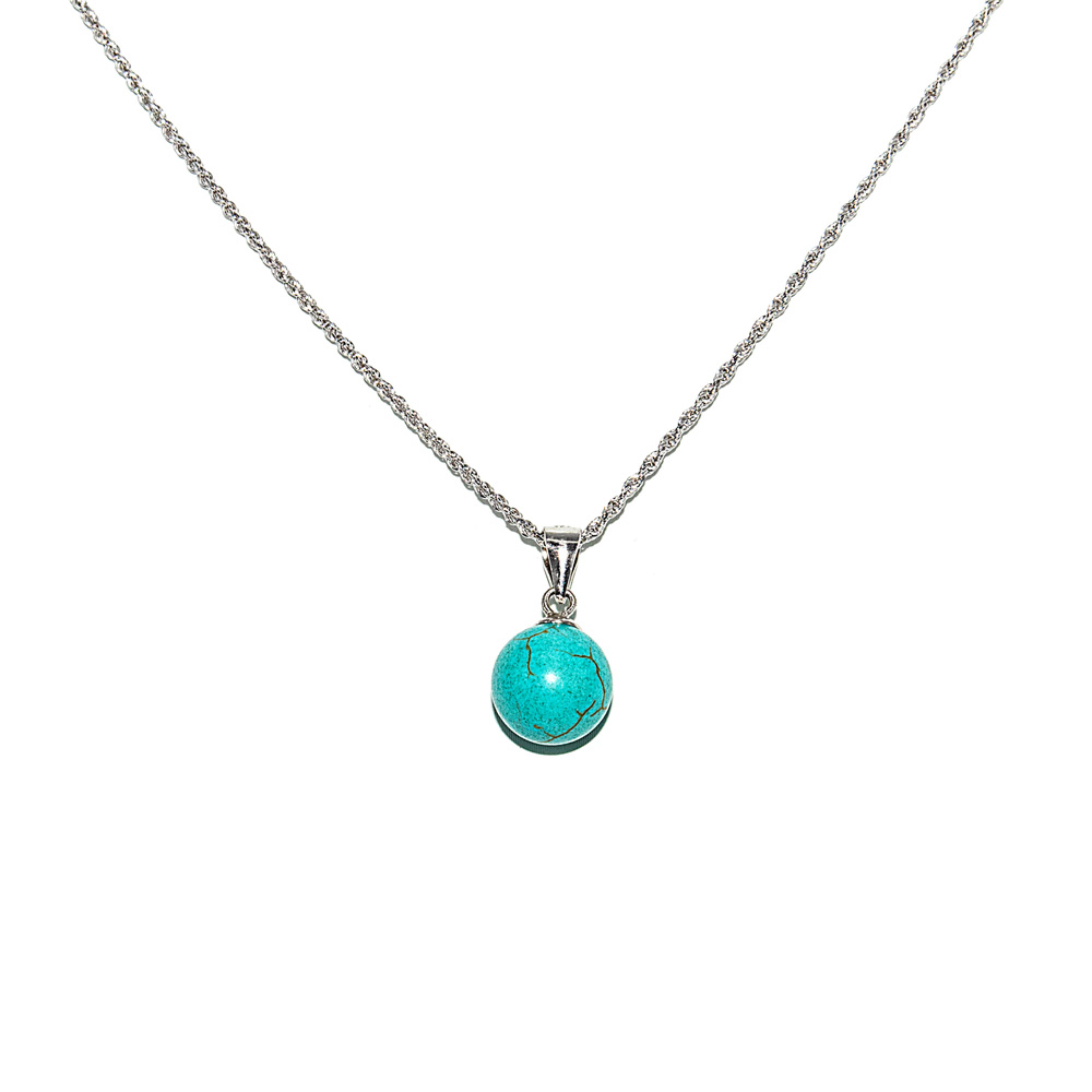 Necklace Cord Chain in Diamond Cut Pendant Turquoise Pearl 925 Sterling Silver