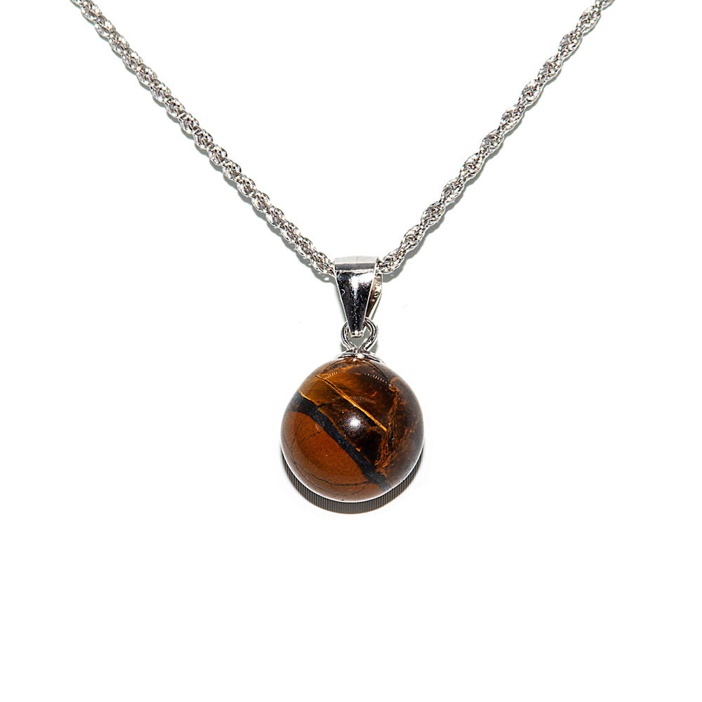 Necklace Cord Chain in Diamond Cut Pendant Tiger Eye Pearl 925 Serling Silver