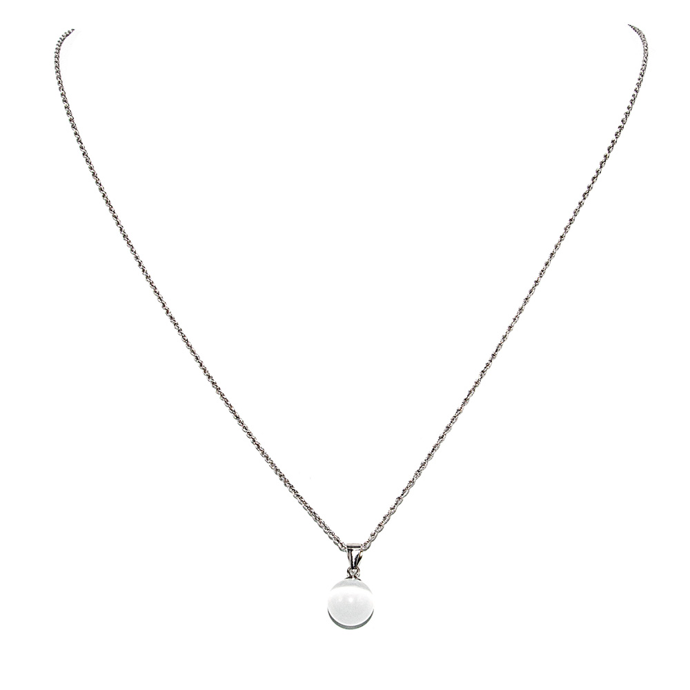 Halskette Kordelkette im Diamantschliff Anhänger Cat-Eye Perle 925 Sterling Silber