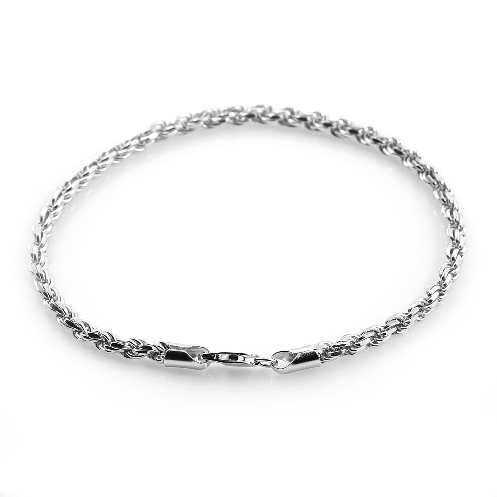 Bracelet Cord Bracelet in Diamond Cut 925 Sterling Silver