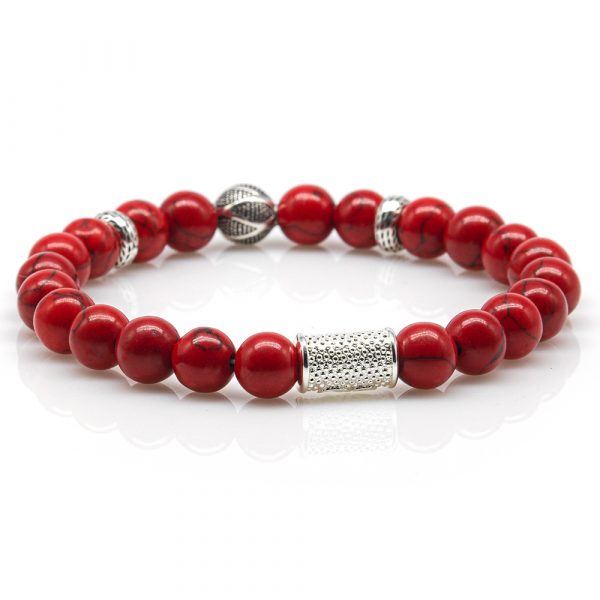 Pearl Bracelet Red Turquoise Pearls 925 Sterling Silver Monaco