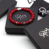 Pearl Bracelet Red Turquoise Pearls 925 Sterling Silver Monaco
