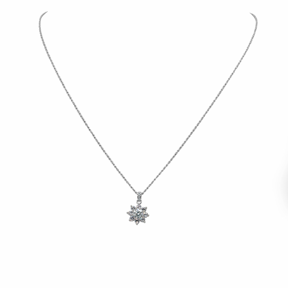 Necklace Cord Chain Diamond Cut Zircon Pendant Star 925 Sterling Silver