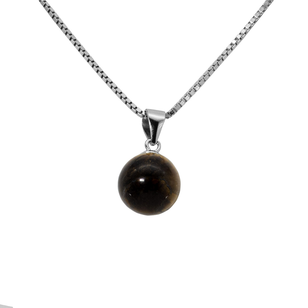 Necklace Venetian Chain Pendant Tiger Eye Pearl 925 Sterling Silver