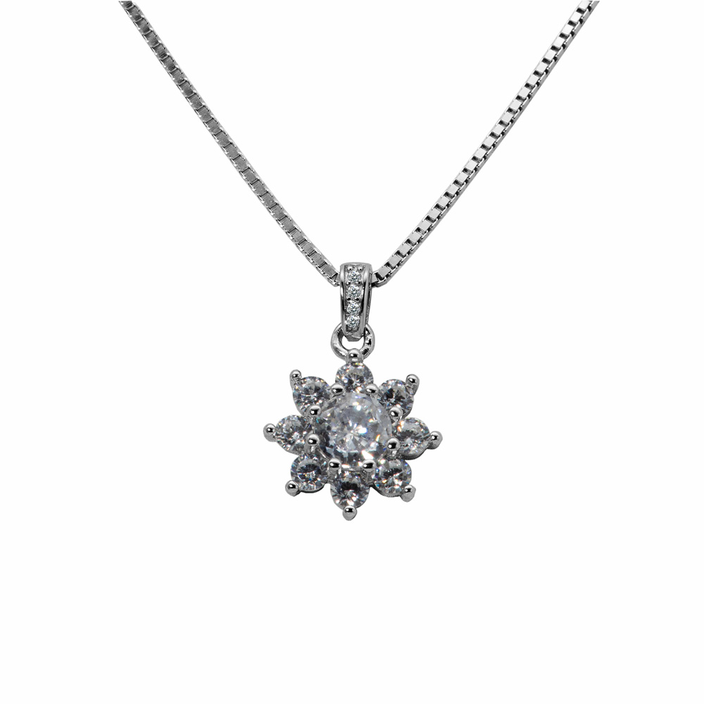 Necklace Venetian Chain Zircon Pendant Star 925 Sterling Silver