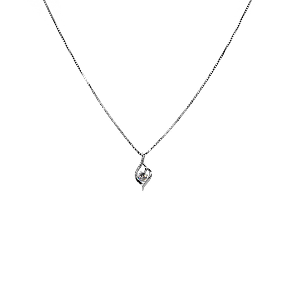 Necklace Venetian Chain Pendant Tear Zircon 925 Sterling Silver