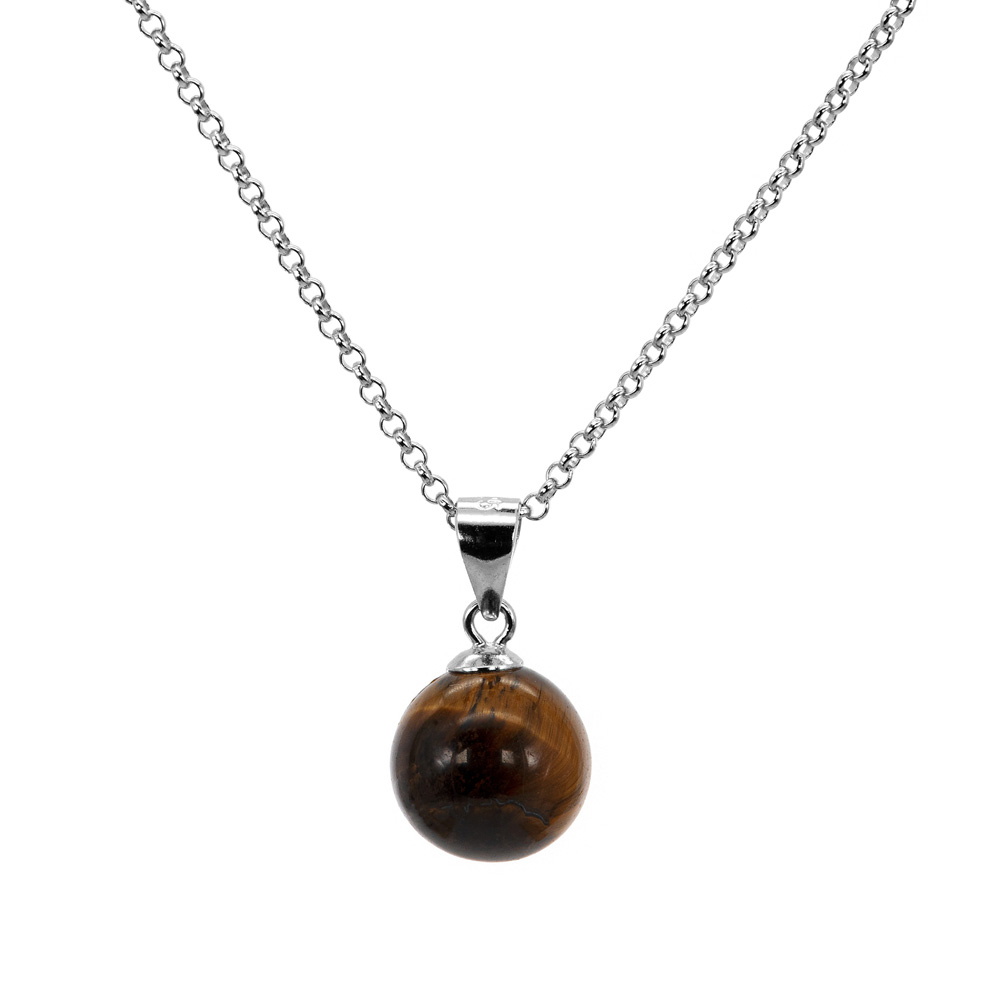 Necklace Anchor Chain Rolo Pendant Tiger Eye Pearl 925 Sterling Silver