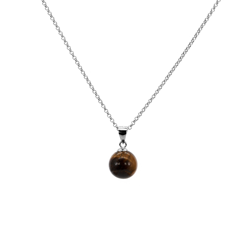 Necklace Anchor Chain Rolo Pendant Tiger Eye Pearl 925 Sterling Silver