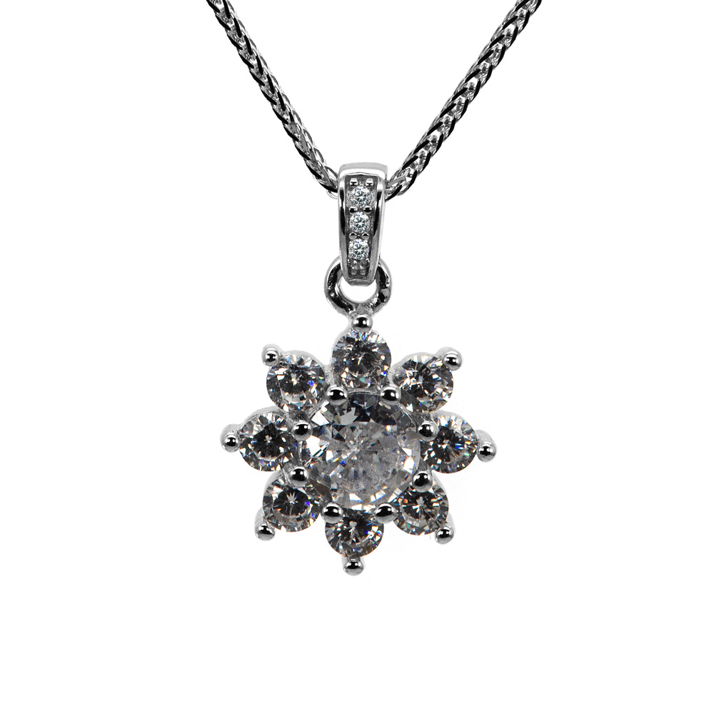 Necklace Chopin Chain Zircon Pendant Star 925 Sterling Silver