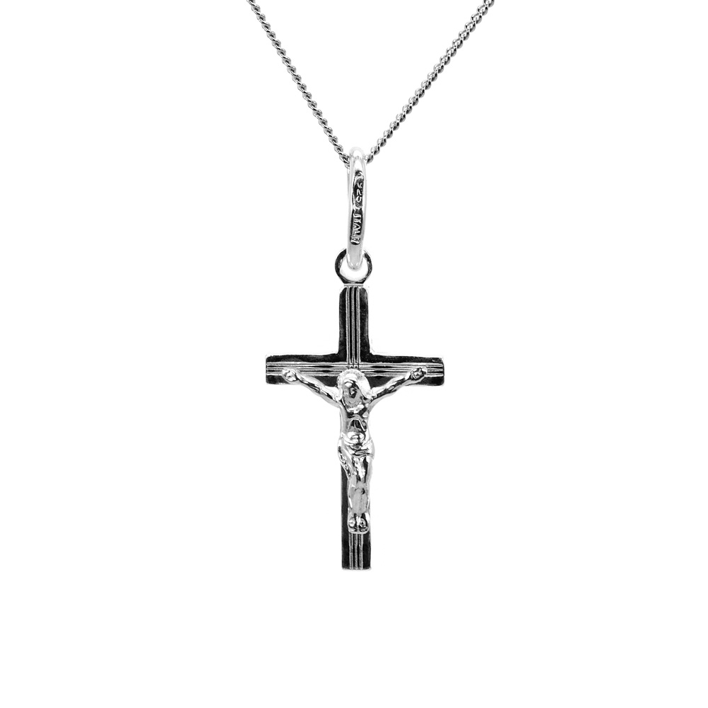 Necklace Round Curb Chain with Cross Pendant 925 Sterling Silver