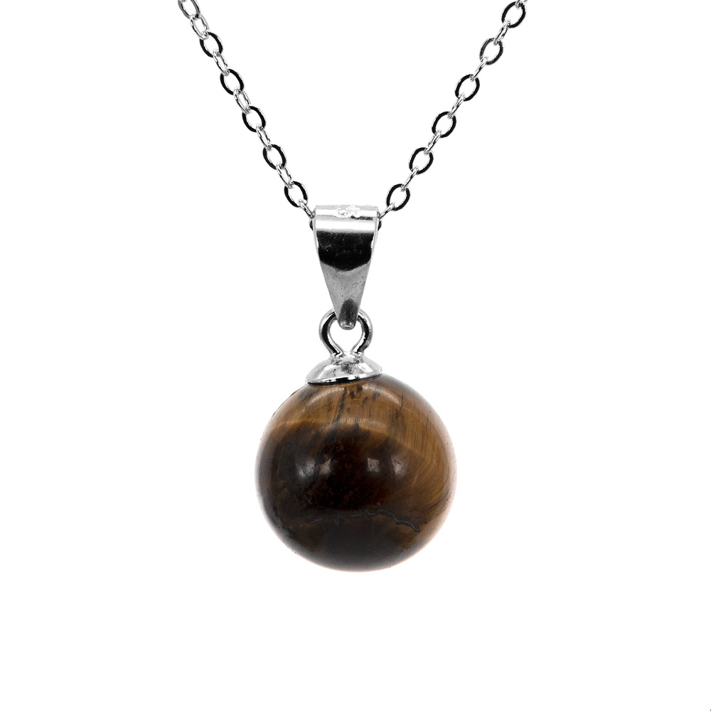 Necklace Anchor Chain Pendant Tiger Eye Pearl 925 Sterling Silver