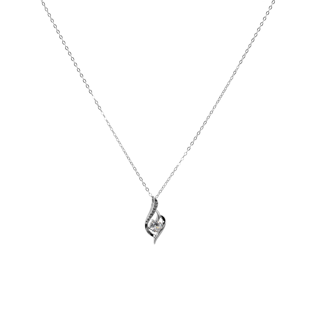 Necklace Anchor Chain Tear Pendant Zircon 925 Sterling Silver