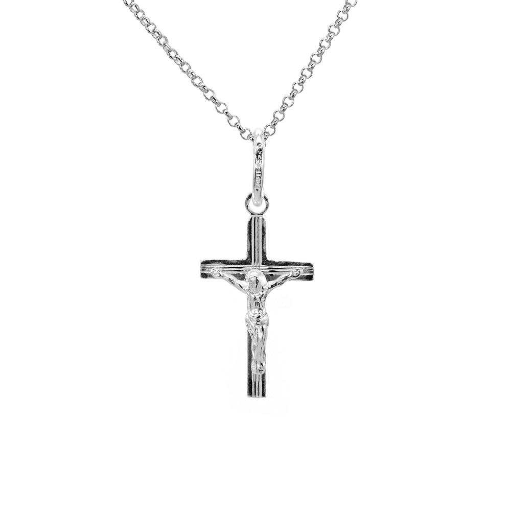 Necklace Anchor Chain Rolo with Cross Pendant 925 Sterling Silver