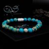 Bead Bracelet Blue Sea Sediment Jasper Beads Luna 925 Sterling Silver