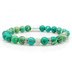 Bead Bracelet Green Imperial Jasper Beads Luna 925 Sterling Silver