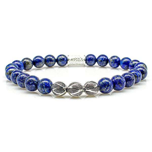 Bead Bracelet Lapis Lazuli Beads Excelsior Silver 925 Sterling Silver