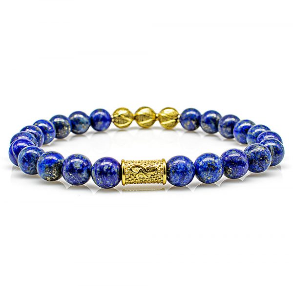 Bead Bracelet Lapis Lazuli Beads Excelsior Gold 925 Sterling Silver
