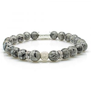 Bead Bracelet Jasper Pearls Luna 925 Sterling Silver