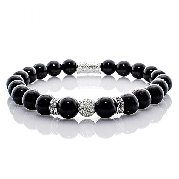 Bead Bracelet Onyx Beads Luna 925 Sterling Silver