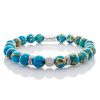 Bead Bracelet Blue Sea Sediment Jasper Beads Luna 925 Sterling Silver