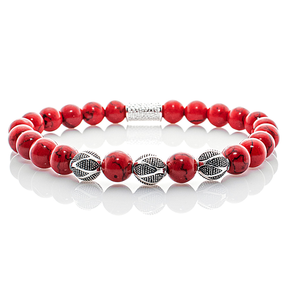 Pearl Bracelet Red Turquoise Pearls Excelsior Silver 925 Sterling Silver