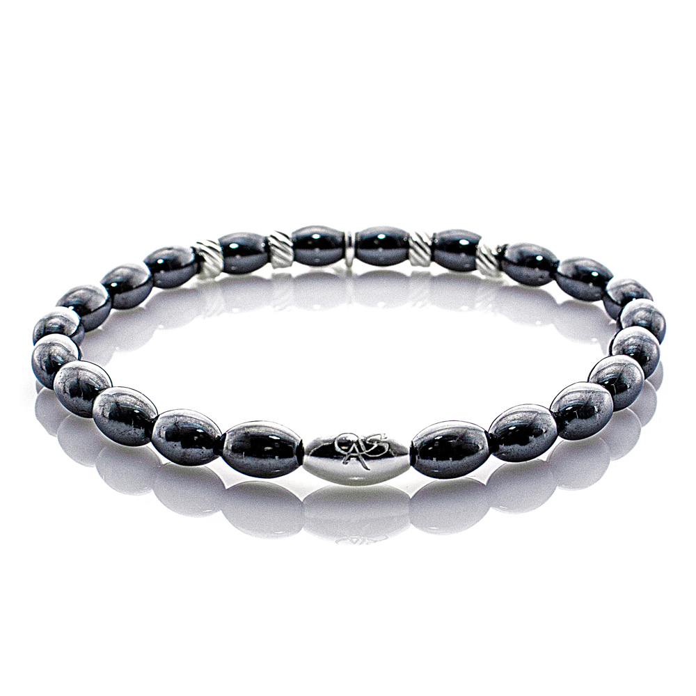 Pearl Bracelet Hematite Beads Crucis 925 Sterling Silver