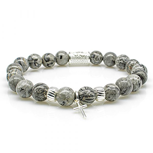 Pearl Bracelet Jasper Pearls Angels 925 Sterling Silver
