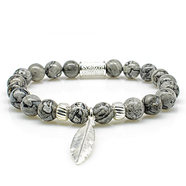 Pearl Bracelet Jasper Pearls Angels 925 Sterling Silver