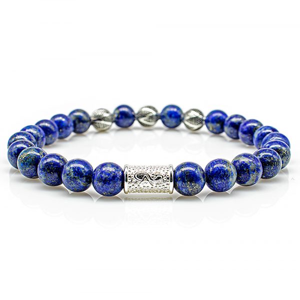 Bead Bracelet Lapis Lazuli Beads Excelsior Silver 925 Sterling Silver