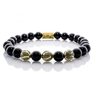 Bead Bracelet Onyx Beads Excelsior Gold 925 Sterling Silver