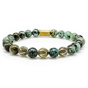 Bead Bracelet African Turquoise Beads Excelsior Gold 925 Sterling Silver