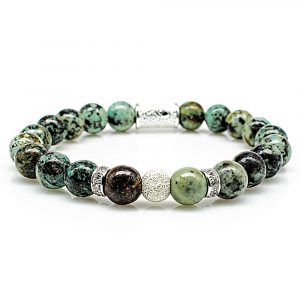 Bead Bracelet African Turquoise Beads Luna 925 Sterling Silver