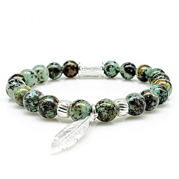 Bead Bracelet African Turquoise Beads Angels 925 Sterling Silver