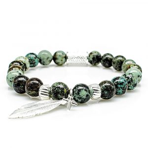 Bead Bracelet African Turquoise Beads Angels 925 Sterling Silver