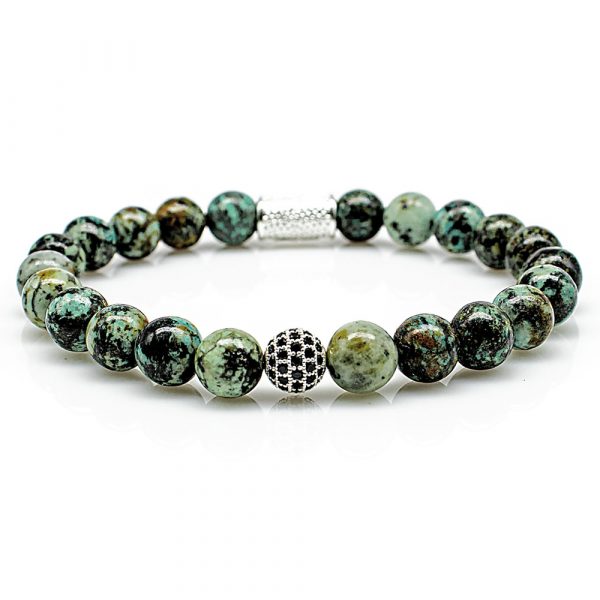 Bead Bracelet African Turquoise Beads Royal Beads 925 Sterling Silver