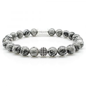 Pearl Bracelet Jasper Pearls Royal Beads 925 Sterling Silver