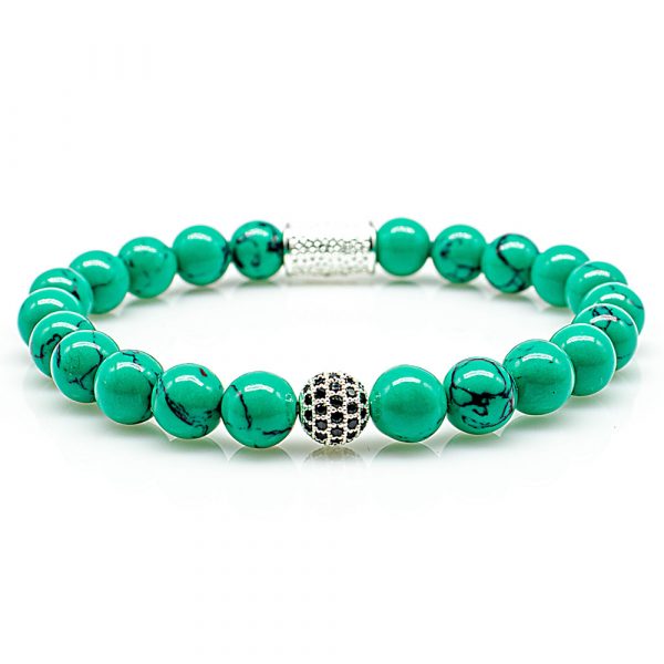 Pearl Bracelet Green Turquoise Pearls Royal Beads 925 Sterling Silver