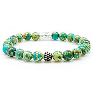 Bead Bracelet Blue Sea Sediment Jasper Beads Royal Beads 925 Sterling Silver