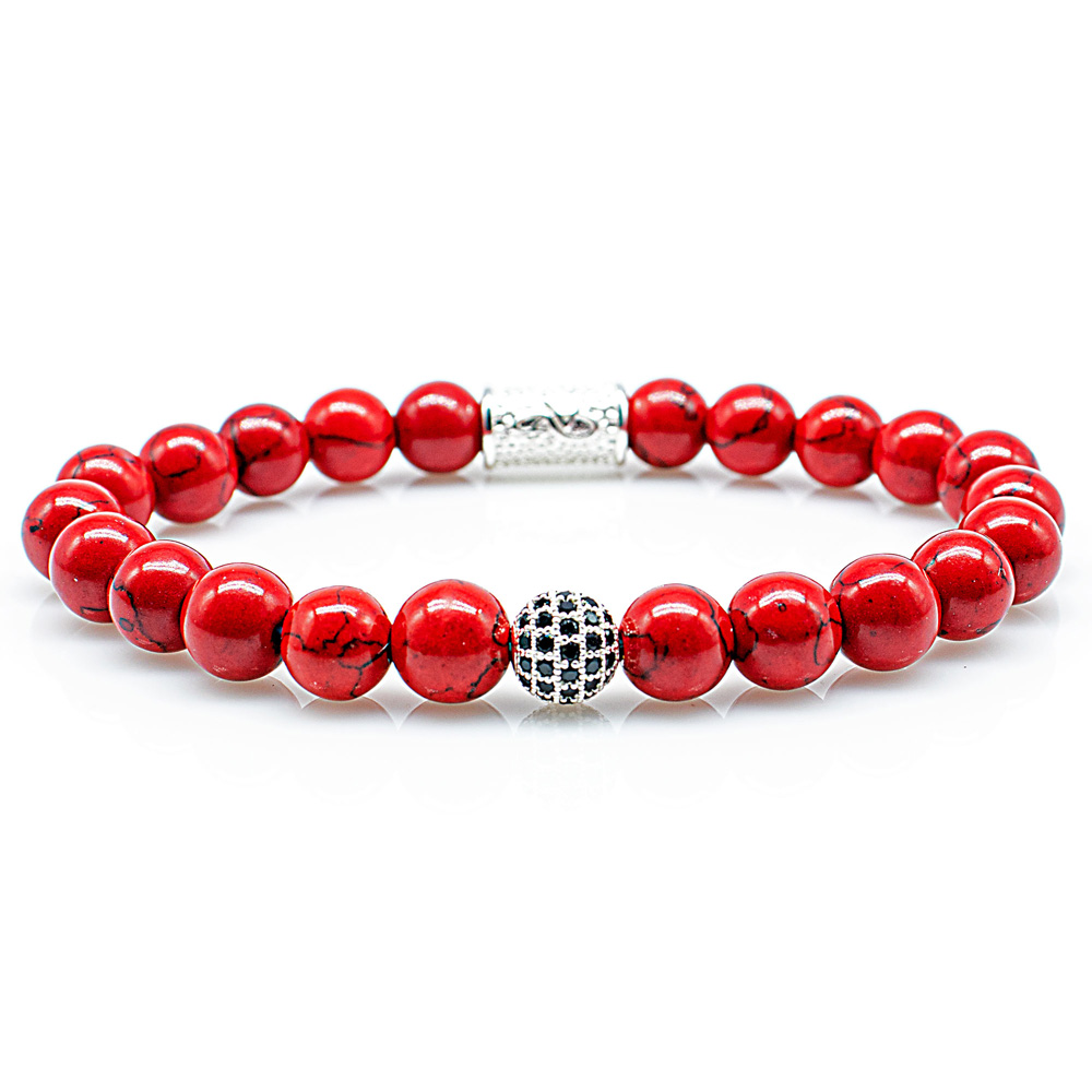 Bead Bracelet Red Turquoise Beads Royal Beads 925 Sterling Silver