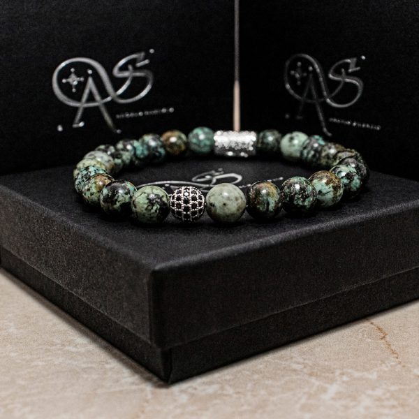 Bead Bracelet African Turquoise Beads Royal Beads 925 Sterling Silver