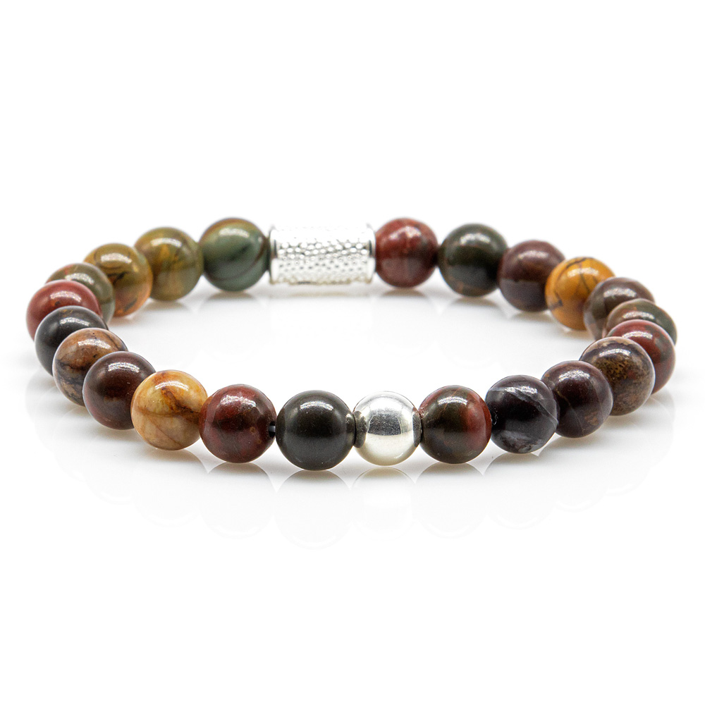 Bead Bracelet Picasso Jasper Beads Silver / Gold 925 Sterling Silver / 18k Gold Plated