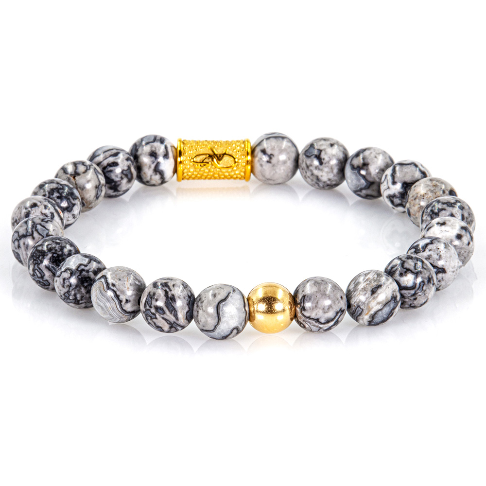 Pearl Bracelet Jasper Pearls Silver / Gold 925 Sterling Silver / 18k Gold Plated